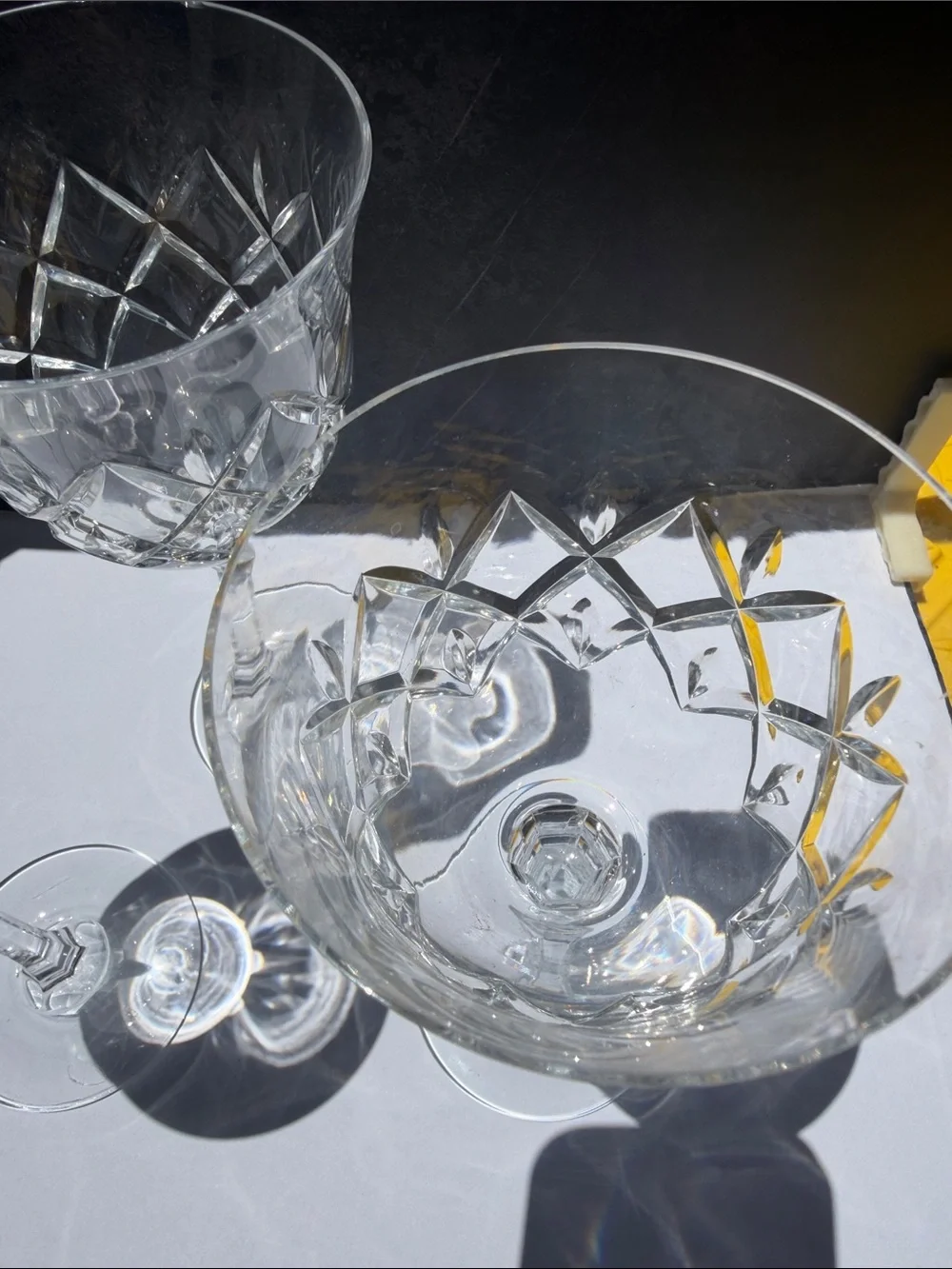 Crystal Cut Wine Glasses - Clear Stemware Set